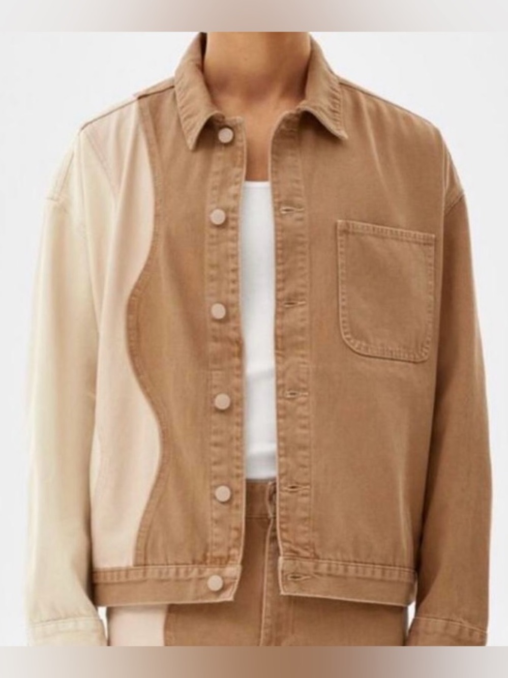 Color block, earthy toned oversized denim, utility jacket OS